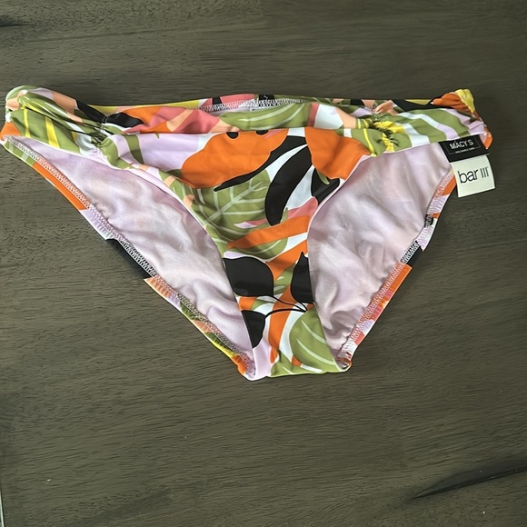 bar Ill Multi Color Tropical Print Stretch Ruched Bikini Swimsuit Bottom  Size L - Picture 4 of 7